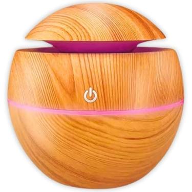 Imagem de Umidificador de Ar Ultrassônico Usb Difusor de Aroma Elétrico Aromatizador Purificador até 4H Madeira Led com 7 Cores Portátil Silencioso 130ml