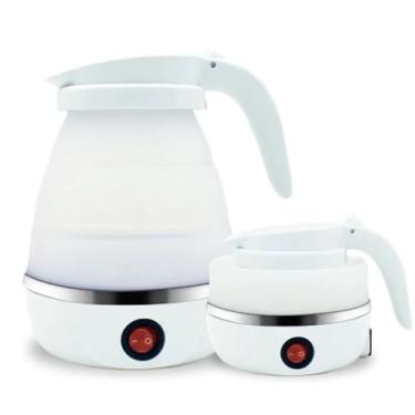 Imagem de Chaleira Elétrica De Silicone Dobrável 600ml Portátil Esquentar Leite Café Chá Água 110V 600W (Branca)