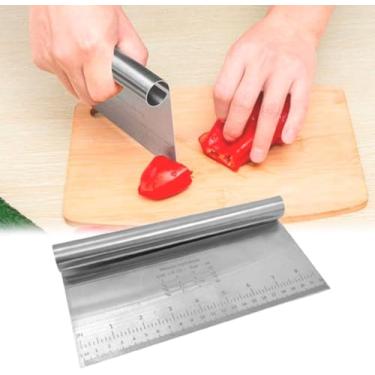 Imagem de Espátula Inox Culinária com Régua 22cm - Cortador e Raspador Multifuncional para Massas, Legumes, Pizza, Pão e Chocolate