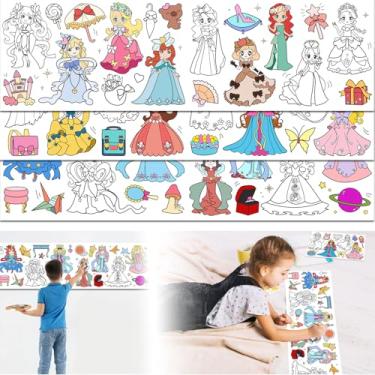 Imagem de WOPPOW Rolo De Desenho Infantil, Papel Para Colorir Crianças, 120 * 12" (Brinquedos Educativos Adesivos Pintura Faça Você Mesmo) (Princesa)