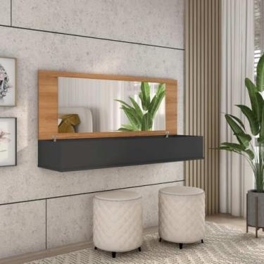 Imagem de QUEIMA DE ESTOQUE! Penteadeira Suspensa Com Espelho 70CM Console Camarim (PRETO/NATURE)