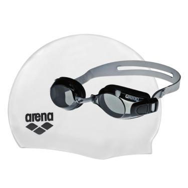 Imagem de arena Kit Natacao Pool Set Adulto Com Oculos/Touca Branco/Preto