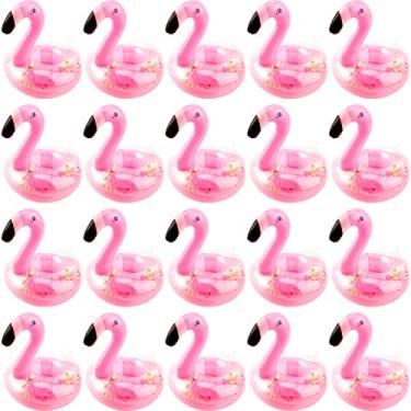 Imagem de Sonarun Pacote Com 20 Porta-Copos Infláveis De Flamingo, Glitter, Confete Rosa, Copos Flutuantes Para Piscina, Brinquedo Divertido Praia E Verão, Artigos Festa Havaiana