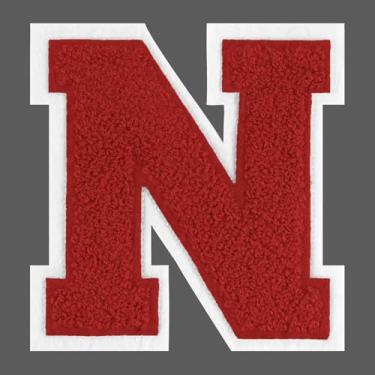 Imagem de FANCIBAND Letras vermelhas de ferro em letras universitárias de 15 cm grande chenille ferro em letras para roupas camiseta de jérsei jaqueta com capuz Varsity N