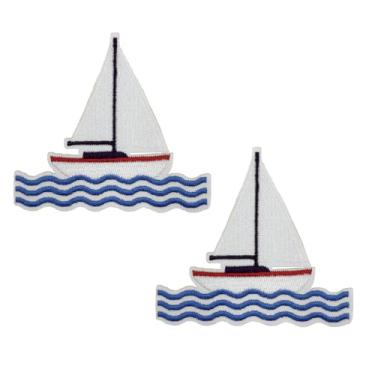 Imagem de Barco à vela de 7,5 cm bordado para bonés de beisebol, camisetas com capuz e mochilas