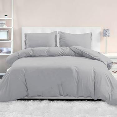 Imagem de Mocassi Conjunto de capa de edredom de luxo Queen Size de 3 peças – capa de edredom de microfibra de qualidade premium 1800 de hotel com fecho de botão (não inclui edredom), 1 capa de edredom 224 x