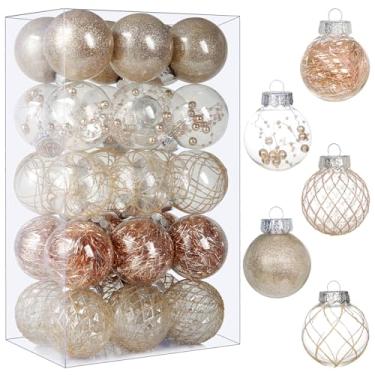 Imagem de Enfeites de bola de Natal de plástico transparente, bolas de champanhe de 30 cm para decoração de árvore - à prova de estilhaçamento para presentes de festa de casamento