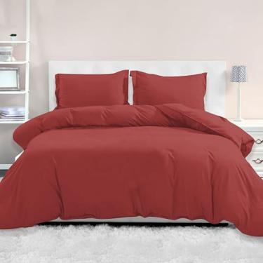 Imagem de Mocassi Conjunto de capa de edredom de luxo Queen Size de 3 peças – 1800 capa de edredom de microfibra de qualidade premium de hotel com fecho de botão (edredom não incluído), 1 capa de edredom 224 x