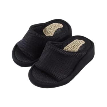 Imagem de Colaxi Chinelos de, alongador de panturrilha, sandálias de cunha da moda, massagem nos pés para o verão, alongamento de pernas e tornozelos, praia, Preto