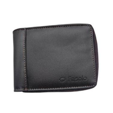 Imagem de Carteira masculina ziper completa qualidade Fasolo H014, Café