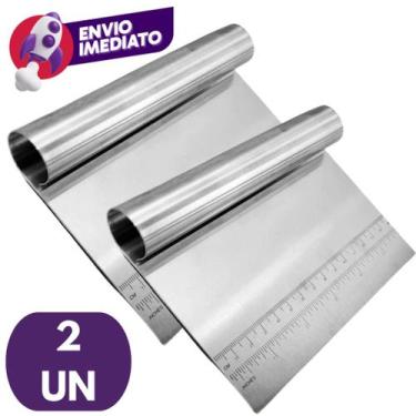 Imagem de Kit Espátula Reta Cabo Tubular Inox Cozinha Corta Raspa Para Massas Bo