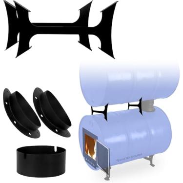 Imagem de SONRET Kit Adaptador, Perfeito Para Tambores De 30 A 55 Galões - Fogão Barril Duplo, Kits Equipamentos Acampamento, Lenha, Aquecimento Emergência E Cozinha…