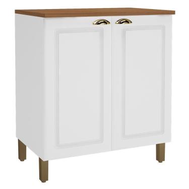 Imagem de Balcão De Cozinha Cooktop Firenze 80cm 2 Portas Branco Com Tampo Mdf - Indékes Branco