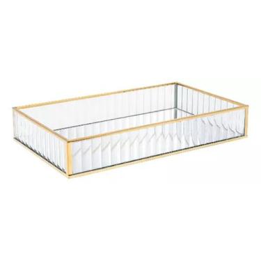 Imagem de Bandeja De Metal Com Espelho Dourada 20X30Cm 5634 - Lyor