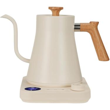 Imagem de Chaleira elétrica pescoço com LCD Kettle elétrica inteligente com função de memória GOOSENECK Design Auto Desligar tempo real Controle de água quente caldeira Quick aquecimento panela branca