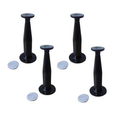 Imagem de 04 Pé Armário Távola Alumínio P/ Móveis 10cm Regulável Preto - 000248