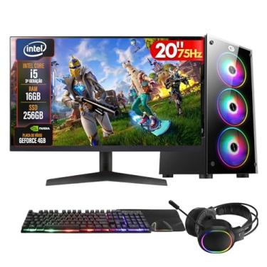 Imagem de PC Gamer Completo 2Eletro Player, Intel Core i5, 16GB RAM, Placa de vídeo Geforce 4GB, SSD 256GB, Fonte 500W, Monitor 20" 75Hz, Kit Gamer com Headset - PG2E-LED1000PL