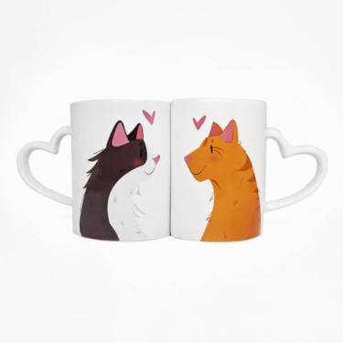 Imagem de Geek Vip, Caneca Dupla Love Casal Gatos Presente Namorados Geek