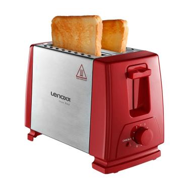Imagem de Torradeira Elétrica Lenoxx Red Fast PTR203 Inox Vermelha 220V