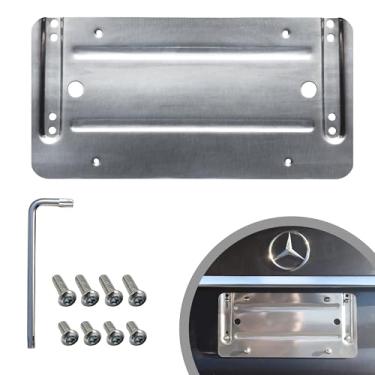 Imagem de Suporte de placa de carro de para-choque traseiro para Mercedes-Benz 2007-2023, conjunto de suporte de placa com 8 parafusos exclusivos e kit de chave inglesa, kit de montagem de etiqueta de licença,