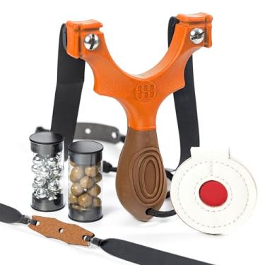 Imagem de SimpleShot Scout XT Slingshot com alvo, munição e faixas para caça profissional e tiro ao alvo poderoso (laranja)