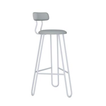 Imagem de Conjunto 4 Banquetas Alta Ginger Com Encosto Courino Saturno Off White