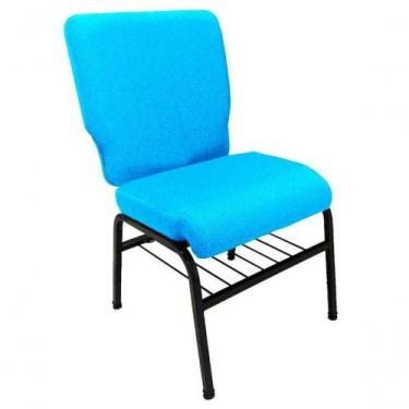 Imagem de 01 Cadeira Para Igrejas C/ Porta Biblía E Porta Cálice Azul - DESIGN O