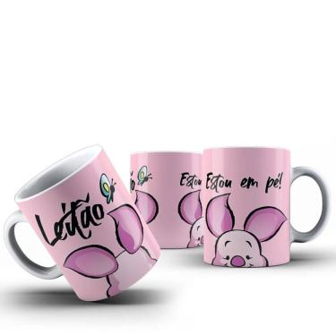 Imagem de Caneca Leitão Ursinho Pooh 325ml Cerâmica Estampa Amorosa