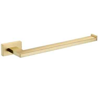 Imagem de Conjunto de banheiro redondo dourado escovado – Suporte para papel higiênico de aço inoxidável, barra para toalhas, ganchos para roupão, montagem na parede, 3 peças, anel para toalhas dourado