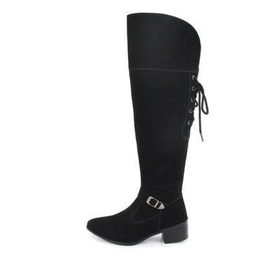 Imagem de Bota Feminina Montaria Casual De Camurça Inverno Country