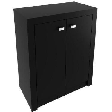 Imagem de Armário Para Escritório Multiuso Baixo 2 Portas Preto - TECNOMÓBILI