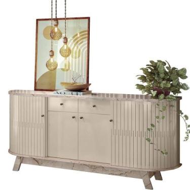 Imagem de Buffet Aparador 4 Portas E 2 Gavetas 100% Mdp Mônica Calacata/off Whit