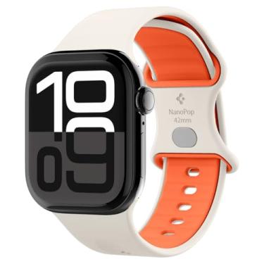 Imagem de Spigen Nano Pop Pulseira para Apple Watch Compatível com Series 11/10 42mm, 9/8/7 41mm, SE3/SE2/SE/6/5/4 40mm, 3/2/1 38mm - Bege Laranja
