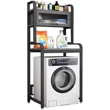 Imagem de Rack De Armazenamento Para Máquina De Lavar Tambor Com Metal, Armário Para Máquina De Lavar De 3 Andares, Sobre A Prateleira De Armazenamento Para Lavadora E Secadora Com Pés Ajustáve, D