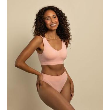 Imagem de Calcinha Fio Cós Largo Sem Costura Basic Pro Rosa, M, Rosa