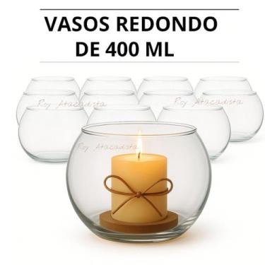 Imagem de Vaso Aquário mini pequeno 400 ml kit 24 redondo vidro lembrancinha fes