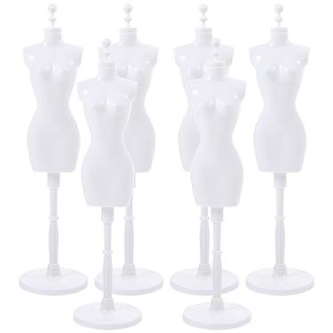 Imagem de HOMSFOU Forma De Pano Para Boneca, 6 Peças, Vestido, Mini Manequim, Roupas, Suporte Desmontável Exibição Em Casa Bonecas, Branco