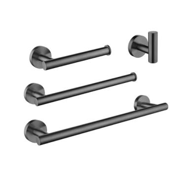 Imagem de Conjunto de toalheiros de bronze, barra de toalha única, suporte de toalhas de aço inoxidável 304, gancho para suporte de lenços de papel, acessório de banheiro (bronze)