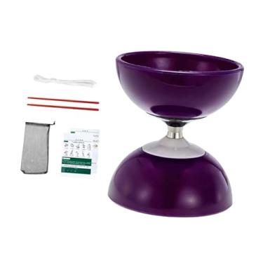 Imagem de YIJU Malabarismo chinês Diabolo flexível prático com duas cabeças 1 bolsa de rede brinquedo ioiô chinês brinquedo de habilidade Diabolo para crianças, Roxo