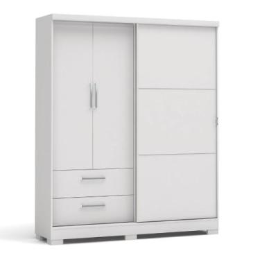 Imagem de Guarda-roupa Solteiro 180cm 3 Portas 2 Gavetas Flex Kappesberg - Branc