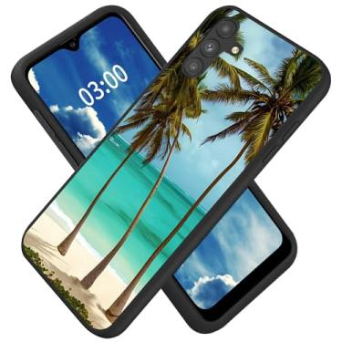 Imagem de BFSEROBJ Capa protetora para Samsung Galaxy S25 Plus com estampa de praia de palmeira ultrafina preta macia de silicone TPU à prova de choque para Galaxy S25 Plus 6,7 polegadas 2025
