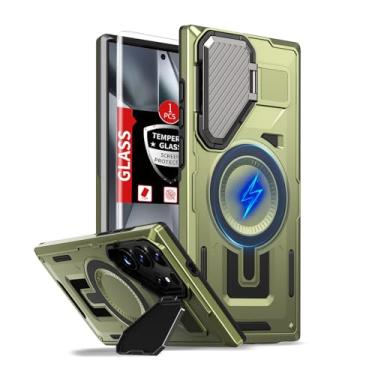 Imagem de FRLMOOES Capa para Samsung Galaxy S24 Ultra compatível com carregamento MagSafe magnético sem fio, com suporte para capa de câmera, com protetor de tela, à prova de choque resistente a arranhões