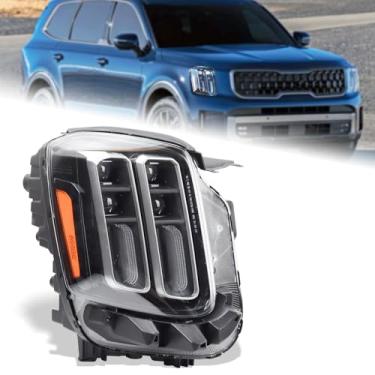 Imagem de Duolctarms Conjunto de farol de LED completo com moldura cinza compatível com Kia Telluride 2023-2025 lado direito do passageiro 92102-S9500