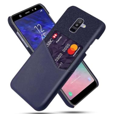 Imagem de Capa para Samsung Galaxy A6 PLUS(2018),Tela e tampa de couro PU,Anti-deslizante,Resistência à impressão digital,Caso de proteção de 360°com 1 slot de cartão atrás-Blue
