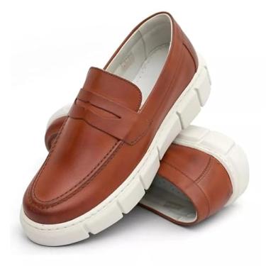 Imagem de Mocassim Splip On Masculino Solado Alto Plataforma Loafer Estilo Britânico Sport Fino (Avelã, BR, Adulto, Numérico, 39)