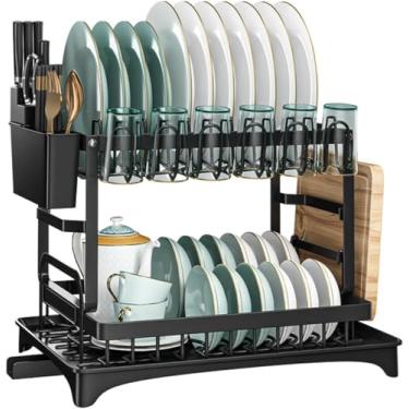 Imagem de Escorredor de Louça Inox Premium – Aço Carbono Completo com Porta‑Talheres, Porta‑Copos, Suporte para Tábuas e Facas + Bandeja de Drenagem