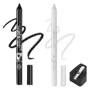 Imagem de Fato de lápis de delineador flash de gel colorido, 2 canetas de delineador de olhos, caneta de delineador de olhos impermeável, sombra de olhos, sobrancelha, lápis de olhos (01 preto & 02 branco)