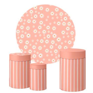 Imagem de Trio Capas Cilindro + Painel Sublimado 1,50m Margaridas (K1DAY0001)