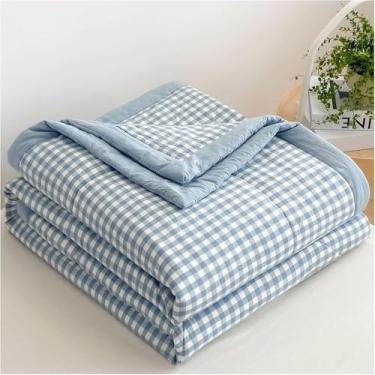 Imagem de Nova Colcha De Algodão Moderna Com Ar Condicionado - Cobertor Leve Acolchoado Primavera/verão Colcha Fina Algodão Respirável Edredom Xadrez Colcha De Impressão Colcha, A, 180x200cm