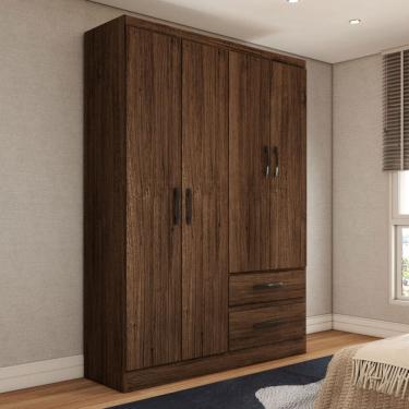 Imagem de Guarda-Roupa Solteiro Boulevard 4 Portas 2 Gavetas Castanho - Panorama Móveis